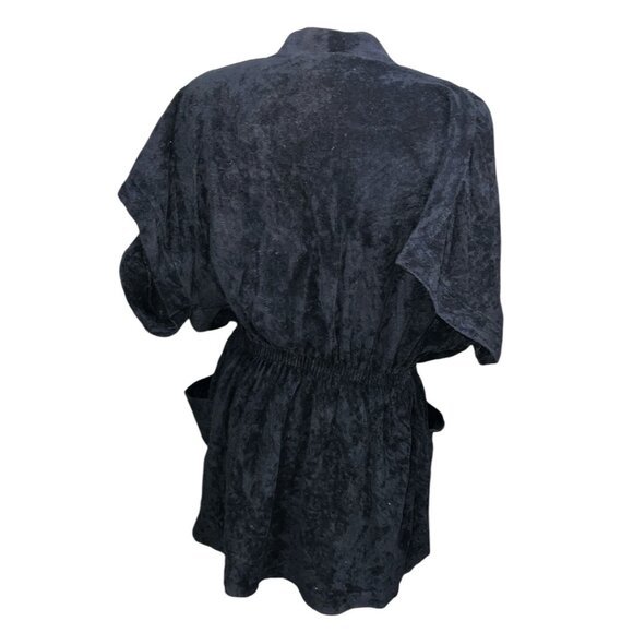 Vintage Gerry 70's Terrycloth Bath Robe Sz Medium Womens Black Short Sleeve Bath - Picture 6 of 12